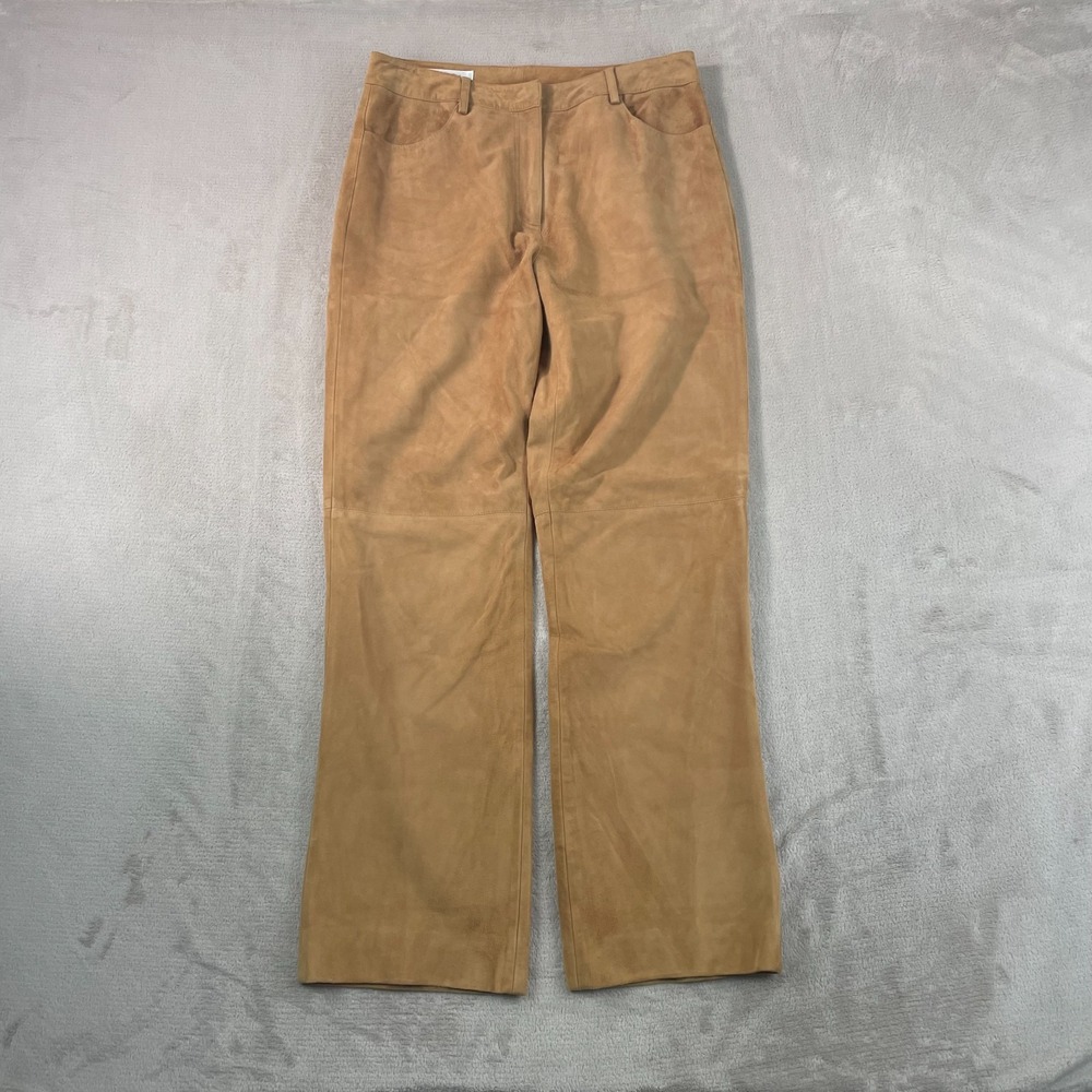 Vintage Brooks Brothers Goat Suede Leather Pants Women 8 Brown Bootcut Lined